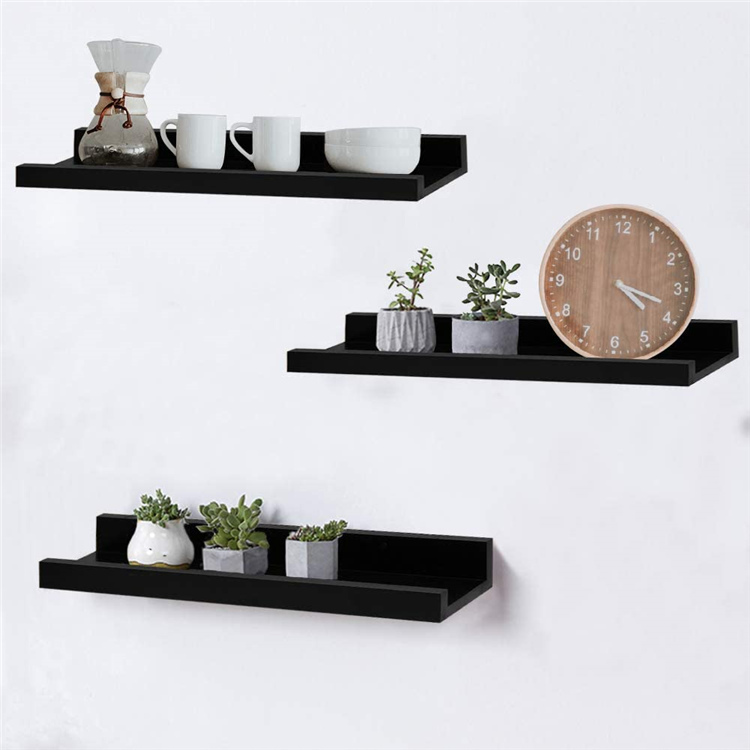  Factory wholesale morden rectangle black pine handmade wall mount wood floating shelves